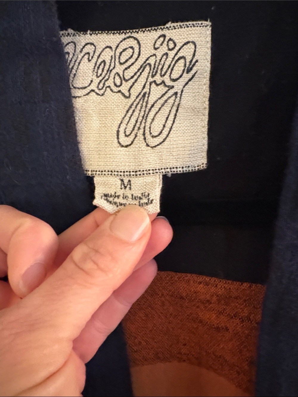 Ace & Jig Navy Wrap Jacket with optional roll up plaid Cuffs - Picture 2 of 4